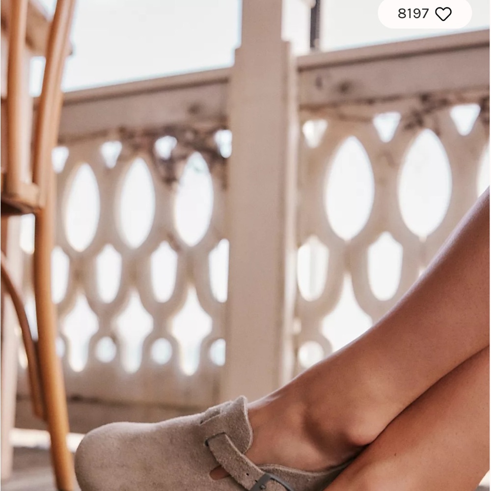 Birkenstock Light Gray Suede Mules